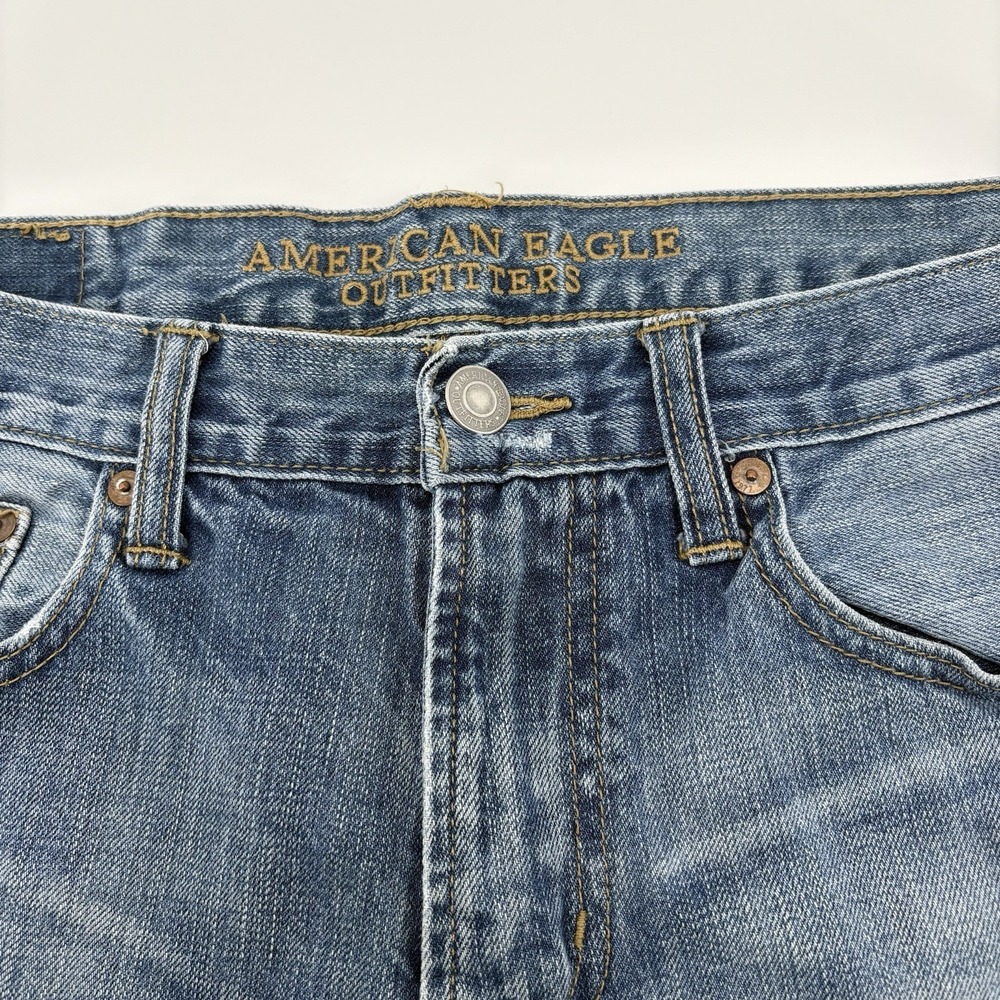 American Eagle Mens Distressed Cut Off Denim Shorts Blue Size 33 Slim Straight - Picture 3 of 13